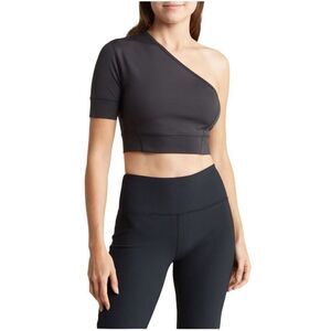 Z by Zella Black Feel Inspired One Shoulder Crop Top Size Large NWT
